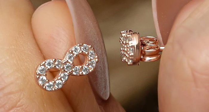 Heliophilia Silver Pendientes de Plata de Ley 925 con Baño de Oro Rosa y Circón